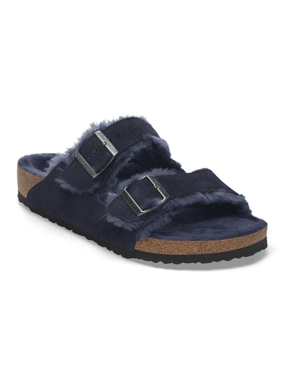 Birkenstock Arizona Shearling Suede Sandals Navy Blue Size 40 Regular